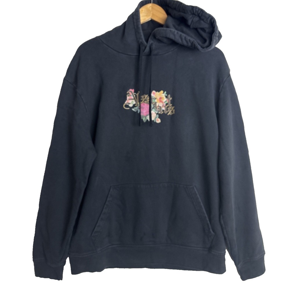 All Saints Bounty Hoodie Sweatshirt Graphic Washed Black Mens Medium Designer